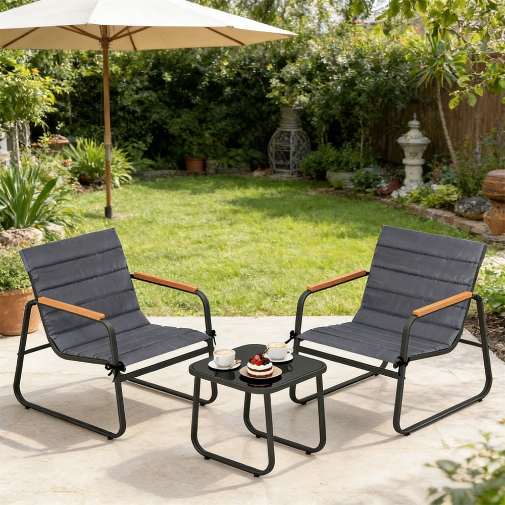 3 Pieces Patio Bistro Set Outdoor Fabric Conversation Set Up To 330 Lbs For Porch, Patio, Balcony And Other Small Spaces_voghion.com